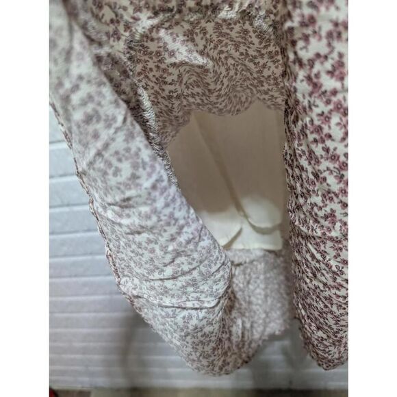 Rails Women's Cream Floral Pattern Drawstring Waist Ruffle Bottom Dress Size M - Picture 4 of 9